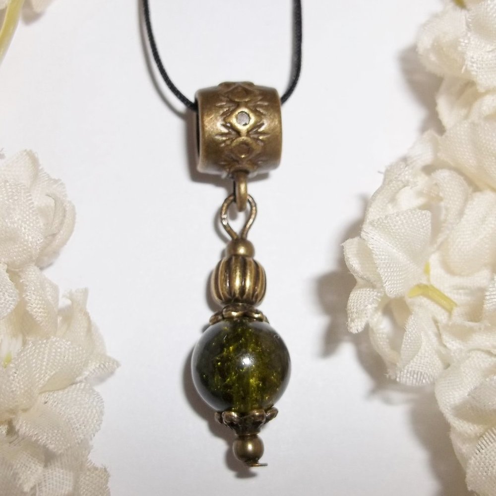 Dark Green Beaded Necklace Rustic Boho NWT Costume Jewelry Bohemian Style 5453